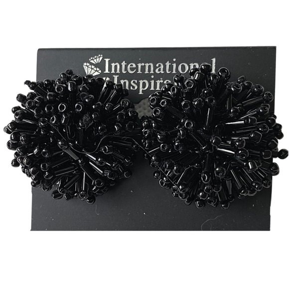 International Inspirations Black Pom-Pom Earrings - Picture 1 of 7